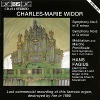 Widor Charles-Marie - Organ Symphony 3 + 6 i gruppen VI TIPSAR / Julklappstips CD hos Bengans Skivbutik AB (2006864)