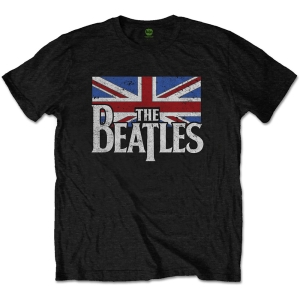 The Beatles - Drop T Logo & Vintage Flag Uni Bl    i gruppen MERCH / T-Shirt / Rockoff_Nya April24 hos Bengans Skivbutik AB (3924020r)