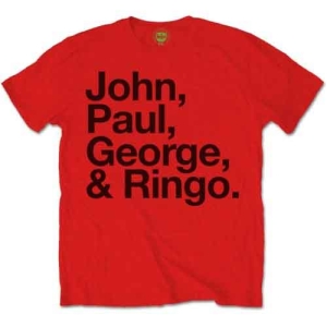 The Beatles - John Paul George & Ringo Uni Red    i gruppen MERCH / T-Shirt / Rockoff_Nya April24 hos Bengans Skivbutik AB (4084758r)