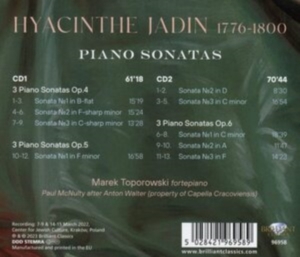 Marek Toporowski - Jadin: Piano Sonatas, Op. 4-6 (2Cd) i gruppen Externt_Lager / Naxoslager hos Bengans Skivbutik AB (4261322)
