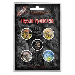 Iron Maiden - The Faces Of Eddie Button Badge Pack i gruppen MERCHANDISE / Accessoarer / Hårdrock hos Bengans Skivbutik AB (4271712)