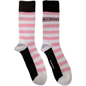 Blackpink - Stripes & Logo Uni Wht Socks (Eu 40-45) i gruppen MERCHANDISE / Merch / K-Pop hos Bengans Skivbutik AB (4271738)