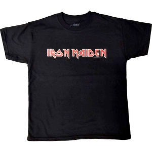 Iron Maiden - Logo Boys T-Shirt Bl i gruppen MERCHANDISE / Merch / Hårdrock hos Bengans Skivbutik AB (4287493r)