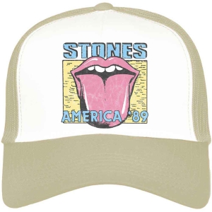 Rolling Stones - America '89 Tour Map Sand/Wht Mesh-Back i gruppen MERCHANDISE / Keps / Pop-Rock hos Bengans Skivbutik AB (4289890)