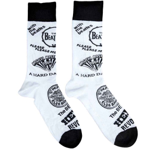 The Beatles - Albums Monochrome  Wht Socks (Eu 40-45) i gruppen MERCHANDISE / Merch / Pop-Rock hos Bengans Skivbutik AB (4395727)