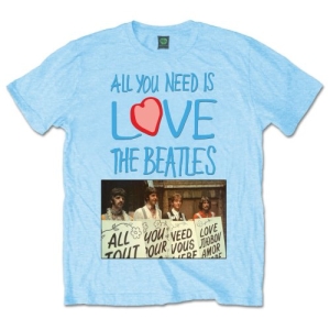 The Beatles - Aynil Playcards Uni Lht Blue    i gruppen MERCH / T-Shirt / Rockoff_Nya April24 hos Bengans Skivbutik AB (5527792r)