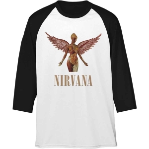 Nirvana - Triangle In Utero Uni Wht/Bl Raglan:  i gruppen MERCH / T-Shirt / Rockoff_Nya April24 hos Bengans Skivbutik AB (5535343r)