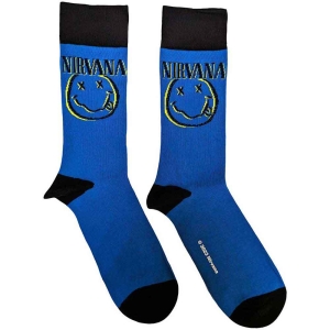 Nirvana - Inverse Smiley Uni Blue Socks (Eu 40-45) i gruppen MERCHANDISE / Merch / Hårdrock hos Bengans Skivbutik AB (5536155)