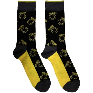 Nirvana - Yellow Smiley Uni Bl Socks (Eu 39-45) i gruppen MERCHANDISE / Merch / Hårdrock hos Bengans Skivbutik AB (5536159)