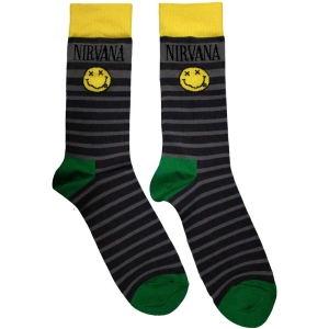 Nirvana - Smiley & Logo Str.. Grey Socks (Eu 39-45 i gruppen MERCHANDISE / Merch / Hårdrock hos Bengans Skivbutik AB (5536160)