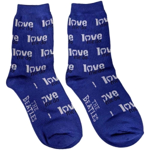 The Beatles - Love Me Do Uni Blue Socks (Eu 40-45) i gruppen MERCHANDISE / Merch / Pop-Rock hos Bengans Skivbutik AB (5536212)