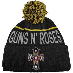 Guns N Roses - Cross Bl Bobble Beanie H i gruppen MERCHANDISE hos Bengans Skivbutik AB (5536451)