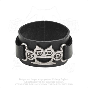 Five Finger Death Punch - Knuckle Duster Leather Wriststrap i gruppen MERCHANDISE / Merch / Hårdrock hos Bengans Skivbutik AB (5536875)