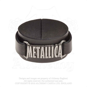 Metallica - Logo Leather Wriststrap i gruppen MERCHANDISE hos Bengans Skivbutik AB (5536889)