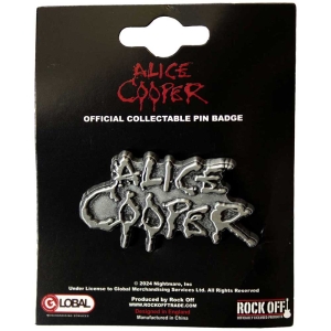 Alice Cooper - Dripping Logo Silver Pin Badge i gruppen MERCHANDISE / Pin-Button Badge / Hårdrock hos Bengans Skivbutik AB (5537264)