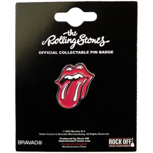 Rolling Stones  - Classic Tongue Silver Outline Pin Badge i gruppen VI TIPSAR / Nyinkommet Merch / Juni hos Bengans Skivbutik AB (5537390)