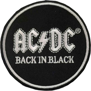 Ac/Dc - Back In Black Circle Woven Patch i gruppen MERCHANDISE hos Bengans Skivbutik AB (5537659)