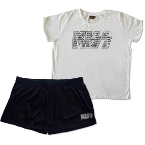 Kiss - Logo Infill Lady Wht/Bl Summer Pyjamas:  i gruppen MERCHANDISE / Merch / Hårdrock hos Bengans Skivbutik AB (5540910r)