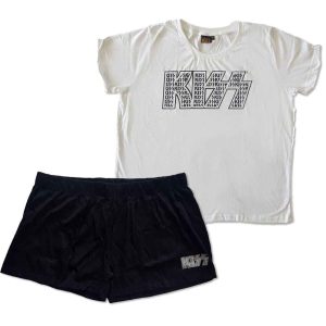 Kiss - Logo Infill Lady Wht/Bl Summer Pyjamas: i gruppen MERCHANDISE / Merch / Hårdrock hos Bengans Skivbutik AB (5540910r)