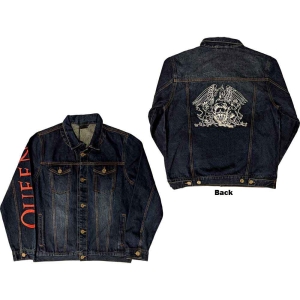 Queen - White Crest Uni Denim Jacket:  i gruppen MERCHANDISE / Merch / Pop-Rock hos Bengans Skivbutik AB (5541252r)