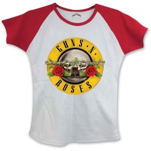 Guns N Roses - Circle Logo Lady Wht/Red S/S Raglan: S i gruppen MERCHANDISE / T-shirt / Hårdrock hos Bengans Skivbutik AB (5541709)