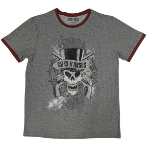 Guns N Roses - Faded Skull Ringer Uni Grey    S i gruppen MERCHANDISE / T-shirt / Hårdrock hos Bengans Skivbutik AB (5542211r)