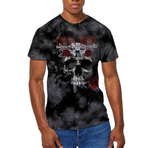 Guns N Roses - Flower Skull Uni Grey Dip-Dye S i gruppen MERCHANDISE / T-shirt / Hårdrock hos Bengans Skivbutik AB (5542308r)