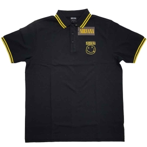 Nirvana - Yellow Smiley Uni Bl Piké:  i gruppen MERCHANDISE / T-shirt / Hårdrock hos Bengans Skivbutik AB (5542819r)