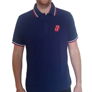 Rolling Stones - Classic Tongue Uni Navy Piké:  i gruppen MERCHANDISE / T-shirt / Pop-Rock hos Bengans Skivbutik AB (5542828r)