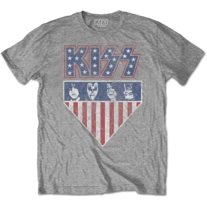 Kiss - Stars And Stripes Uni Grey  i gruppen MERCHANDISE / T-shirt / Hårdrock hos Bengans Skivbutik AB (5544876r)