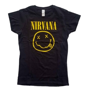 Nirvana - Yellow Happy Face Lady Bl  i gruppen MERCHANDISE / T-shirt / Pop-Rock hos Bengans Skivbutik AB (5546460r)