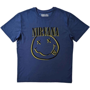 Nirvana - Inverse Happy Face Uni Blue  i gruppen MERCHANDISE / T-shirt / Pop-Rock hos Bengans Skivbutik AB (5546476r)
