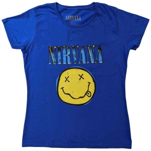 Nirvana - Xerox Happy Face Blue Uni Blue  i gruppen MERCHANDISE / T-shirt / Pop-Rock hos Bengans Skivbutik AB (5546479r)