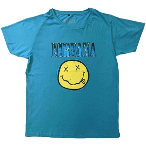 Nirvana - Xerox Happy Face Blue Uni Turq i gruppen MERCHANDISE / T-shirt / Pop-Rock hos Bengans Skivbutik AB (5546482r)