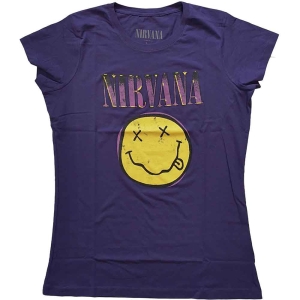 Nirvana - Xerox Happy Face Pink Lady Purp i gruppen MERCHANDISE / T-shirt / Pop-Rock hos Bengans Skivbutik AB (5546484r)