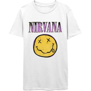 Nirvana - Xerox Happy Face Pink Uni Wht  i gruppen MERCHANDISE / T-shirt / Pop-Rock hos Bengans Skivbutik AB (5546485r)