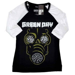 Green Day - Green Mask Lady Bl/Wht Raglan i gruppen MERCHANDISE / T-shirt / Punk hos Bengans Skivbutik AB (5547132r)