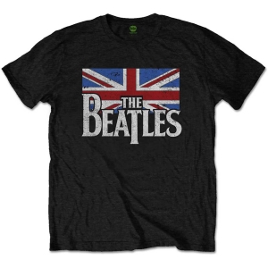 The Beatles - Drop T Logo & Vint Flag Boys T-Shirt Bl i gruppen MERCHANDISE / Merch / Pop-Rock hos Bengans Skivbutik AB (5548628r)