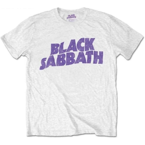 Black Sabbath - Wavy Logo Boys T-Shirt Wht i gruppen MERCHANDISE / Merch / Hårdrock hos Bengans Skivbutik AB (5548673r)