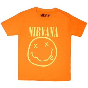 Nirvana - Happy Face Boys T-Shirt Orange i gruppen MERCHANDISE / Merch / Pop-Rock hos Bengans Skivbutik AB (5548769r)