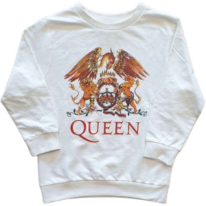 Queen - Classic Crest Boys Wht Sweatshirt i gruppen MERCHANDISE / Merch / Pop-Rock hos Bengans Skivbutik AB (5548801r)