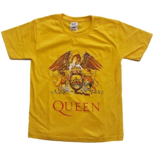 Queen - Classic Crest Boys T-Shirt Yell i gruppen MERCHANDISE / Merch / Pop-Rock hos Bengans Skivbutik AB (5548805r)