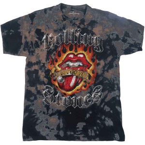 Rolling Stones - Tattoo Flames Boys T-Shirt Grey Dip-Dye i gruppen MERCHANDISE / Merch / Pop-Rock hos Bengans Skivbutik AB (5548833r)