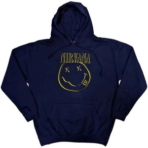 Nirvana - Inverse Happy Face Uni Navy Hoodie i gruppen ÖVRIGT / Övrigt / aub hos Bengans Skivbutik AB (5553893r)
