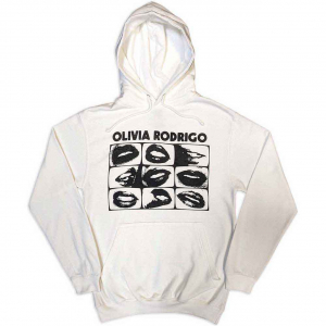 Olivia Rodrigo - Threshold Lips Grid Uni Wht Hoodie i gruppen ÖVRIGT / Övrigt / aub hos Bengans Skivbutik AB (5553915r)