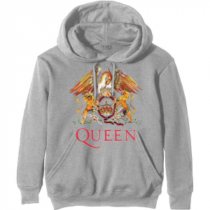 Queen - Classic Crest Grey Hoodie i gruppen ÖVRIGT / Övrigt / aub hos Bengans Skivbutik AB (5553962r)
