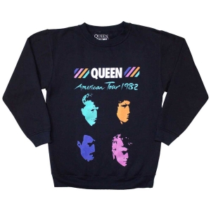 Queen - American Tour 82 Navy Sweatshirt i gruppen MERCHANDISE / Sweatshirt / Pop-Rock hos Bengans Skivbutik AB (5553968r)