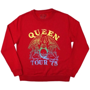 Queen - Tour 75 Crest Uni Red Sweatshirt i gruppen MERCHANDISE / Sweatshirt / Pop-Rock hos Bengans Skivbutik AB (5553969r)