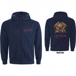 Queen - Classic Crest Navy Zip Hoodie i gruppen ÖVRIGT / Övrigt / aub hos Bengans Skivbutik AB (5553975r)