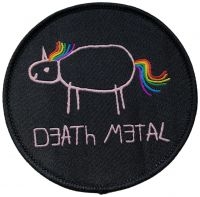 Death Metal - Patch Death Metal Unicorn Black Rou i gruppen VI TIPSAR / Fredagsreleaser / Fredag den 26:e Juli 2024 hos Bengans Skivbutik AB (5558766)